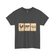 Vintage Farmyard Tee with Rooster Pig and Cow - Unisex Tee