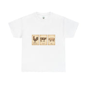 Vintage Farmyard Tee with Rooster Pig and Cow - Unisex Tee