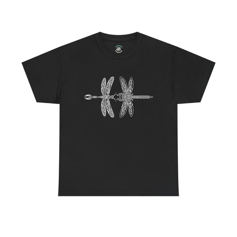 Graphic  Celtic Style Tee of dragonflies, Unisex Heavy Cotton T-Shirt, Bug Lover Gift, Nature Inspired Shirt, Unique Entomology Top, Insect