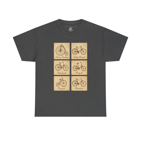 Vintage Bicycle T-Shirt | Old Postcard Style Cycling Graphic Tee | Retro Bike Rider Gift | Penny Farthing Shirt