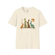 Vintage Retro Rabbits Unisex Softstyle T-Shirt, Rabbit Lover Gift, Cute Rabbit Tee, Animal Print Shirt, Graphic Tee for Rabbit Owners