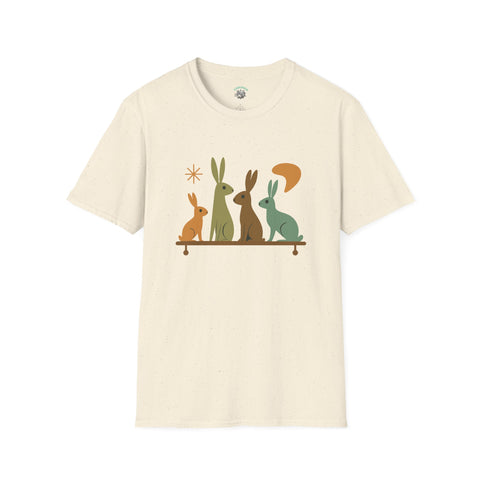 Vintage Retro Rabbits Unisex Softstyle T-Shirt, Rabbit Lover Gift, Cute Rabbit Tee, Animal Print Shirt, Graphic Tee for Rabbit Owners