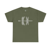 Graphic  Celtic Style Tee of dragonflies, Unisex Heavy Cotton T-Shirt, Bug Lover Gift, Nature Inspired Shirt, Unique Entomology Top, Insect