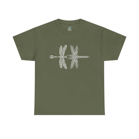 Graphic  Celtic Style Tee of dragonflies, Unisex Heavy Cotton T-Shirt, Bug Lover Gift, Nature Inspired Shirt, Unique Entomology Top, Insect
