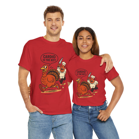 Funny Turkey Cardio Tee - Thanksgiving Gift, Unisex Cotton Shirt, Humor Tee, Fall Celebration Apparel, Holiday Humor T-Shirt