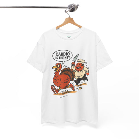 Funny Turkey Cardio Tee - Thanksgiving Gift, Unisex Cotton Shirt, Humor Tee, Fall Celebration Apparel, Holiday Humor T-Shirt