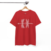 Graphic  Celtic Style Tee of dragonflies, Unisex Heavy Cotton T-Shirt, Bug Lover Gift, Nature Inspired Shirt, Unique Entomology Top, Insect