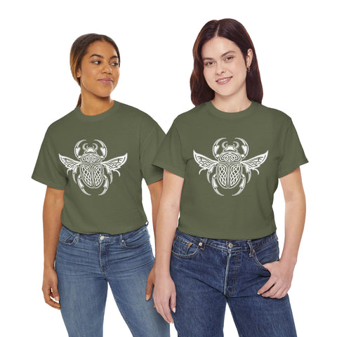 Graphic Insect Celtic Style Tee, Unisex Heavy Cotton T-Shirt, Bug Lover Gift, Nature Inspired Shirt, Unique Entomology Top, Insect