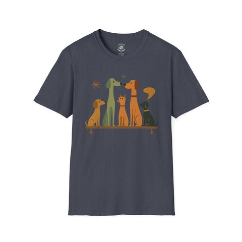 Vintage Retro Dogs Unisex Softstyle T-Shirt, Dog Lover Gift, Cute Puppy Tee, Animal Print Shirt, Graphic Tee for Dog Owners