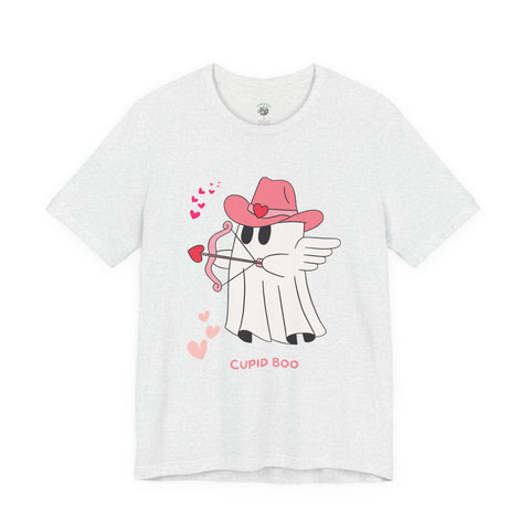 Cupid Boo Ghost T-Shirt, Unisex Jersey Tee, Cute Valentine's Day Gift, Funny Love Shirt, Perfect for Couples, Halloween Style