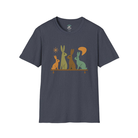Vintage Retro Rabbits Unisex Softstyle T-Shirt, Rabbit Lover Gift, Cute Rabbit Tee, Animal Print Shirt, Graphic Tee for Rabbit Owners