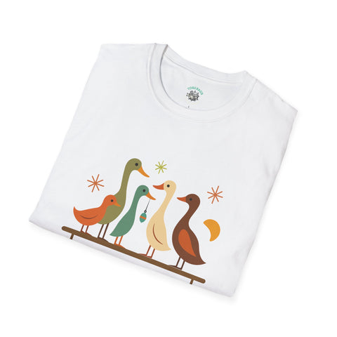 Vintage Retro Ducks Unisex Softstyle T-Shirt, Duck Lover Gift, Cute DucksTee, Animal Print Shirt, Graphic Tee for Duck Owners