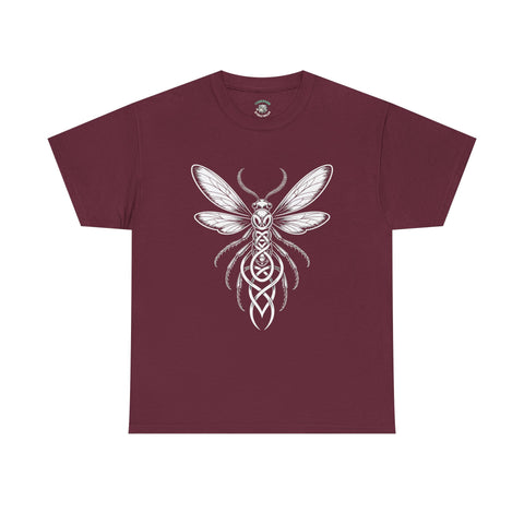 Graphic Insect Celtic Style Tee, Unisex Heavy Cotton T-Shirt, Bug Lover Gift, Nature Inspired Shirt, Unique Entomology Top, Insect