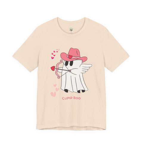 Cupid Boo Ghost T-Shirt, Unisex Jersey Tee, Cute Valentine's Day Gift, Funny Love Shirt, Perfect for Couples, Halloween Style