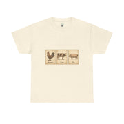 Vintage Farmyard Tee with Rooster Pig and Cow - Unisex Tee