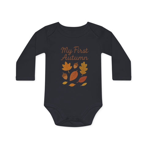 My First Autumn Organic Baby Bodysuit, Fall Baby Clothes, Seasonal Infant Suit, Cute Baby Gift, Thanksgiving Outfit, Eco-Friendly Babywear