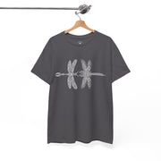 Graphic  Celtic Style Tee of dragonflies, Unisex Heavy Cotton T-Shirt, Bug Lover Gift, Nature Inspired Shirt, Unique Entomology Top, Insect