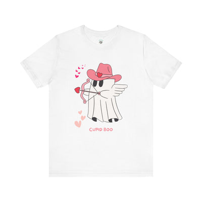 Cupid Boo Ghost T-Shirt, Unisex Jersey Tee, Cute Valentine's Day Gift, Funny Love Shirt, Perfect for Couples, Halloween Style