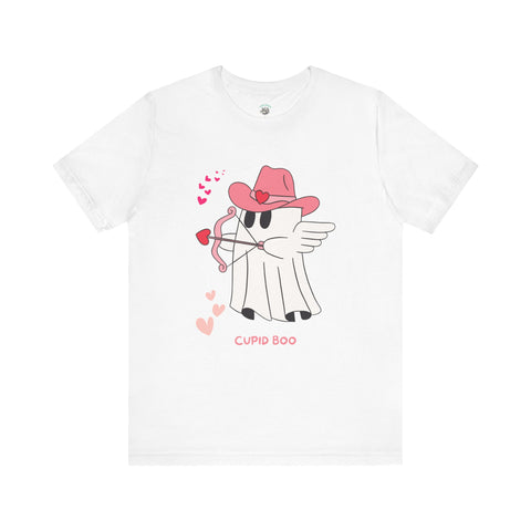 Cupid Boo Ghost T-Shirt, Unisex Jersey Tee, Cute Valentine's Day Gift, Funny Love Shirt, Perfect for Couples, Halloween Style