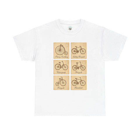 Vintage Bicycle T-Shirt | Old Postcard Style Cycling Graphic Tee | Retro Bike Rider Gift | Penny Farthing Shirt