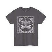 Graphic Dragonfly Insect Celtic Style Tee, Unisex Heavy Cotton T-Shirt, Bug Lover Gift, Nature Inspired Shirt, Unique Entomology Top, Insect