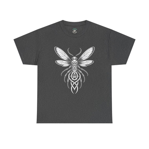 Graphic Insect Celtic Style Tee, Unisex Heavy Cotton T-Shirt, Bug Lover Gift, Nature Inspired Shirt, Unique Entomology Top, Insect