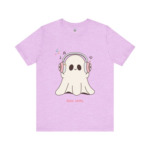 Cute Ghost 'Boo Jams' Unisex Tee, Halloween Shirt, Kawaii Ghost Top, Music Lover Gift, Spooky Season Apparel
