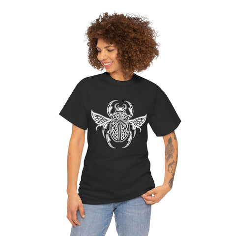 Graphic Insect Celtic Style Tee, Unisex Heavy Cotton T-Shirt, Bug Lover Gift, Nature Inspired Shirt, Unique Entomology Top, Insect