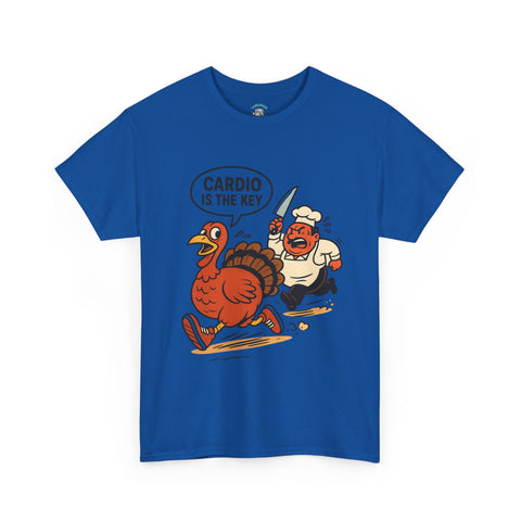 Funny Turkey Cardio Tee - Thanksgiving Gift, Unisex Cotton Shirt, Humor Tee, Fall Celebration Apparel, Holiday Humor T-Shirt
