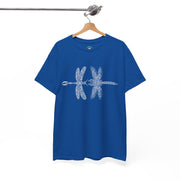 Graphic  Celtic Style Tee of dragonflies, Unisex Heavy Cotton T-Shirt, Bug Lover Gift, Nature Inspired Shirt, Unique Entomology Top, Insect