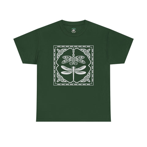 Graphic Dragonfly Insect Celtic Style Tee, Unisex Heavy Cotton T-Shirt, Bug Lover Gift, Nature Inspired Shirt, Unique Entomology Top, Insect