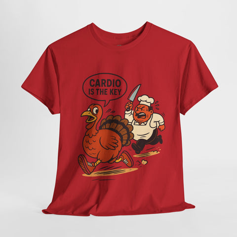 Funny Turkey Cardio Tee - Thanksgiving Gift, Unisex Cotton Shirt, Humor Tee, Fall Celebration Apparel, Holiday Humor T-Shirt