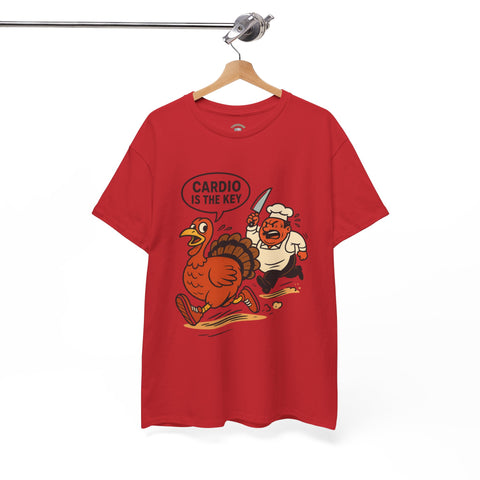 Funny Turkey Cardio Tee - Thanksgiving Gift, Unisex Cotton Shirt, Humor Tee, Fall Celebration Apparel, Holiday Humor T-Shirt