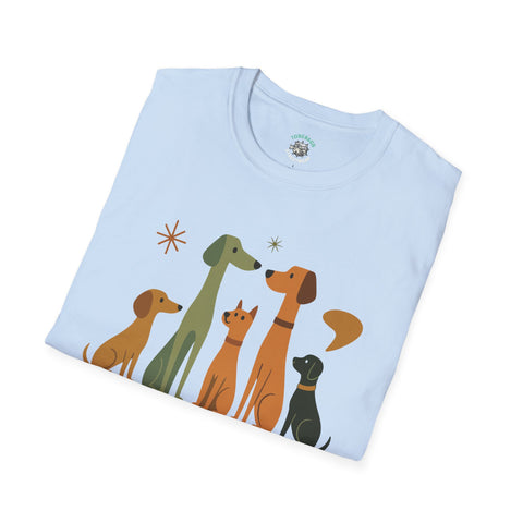 Vintage Retro Dogs Unisex Softstyle T-Shirt, Dog Lover Gift, Cute Puppy Tee, Animal Print Shirt, Graphic Tee for Dog Owners