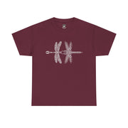 Graphic  Celtic Style Tee of dragonflies, Unisex Heavy Cotton T-Shirt, Bug Lover Gift, Nature Inspired Shirt, Unique Entomology Top, Insect