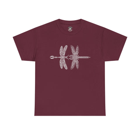 Graphic  Celtic Style Tee of dragonflies, Unisex Heavy Cotton T-Shirt, Bug Lover Gift, Nature Inspired Shirt, Unique Entomology Top, Insect