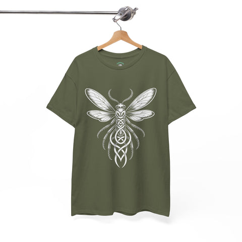 Graphic Insect Celtic Style Tee, Unisex Heavy Cotton T-Shirt, Bug Lover Gift, Nature Inspired Shirt, Unique Entomology Top, Insect
