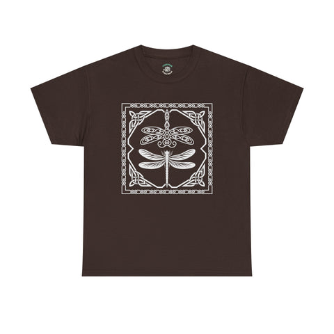 Graphic Dragonfly Insect Celtic Style Tee, Unisex Heavy Cotton T-Shirt, Bug Lover Gift, Nature Inspired Shirt, Unique Entomology Top, Insect