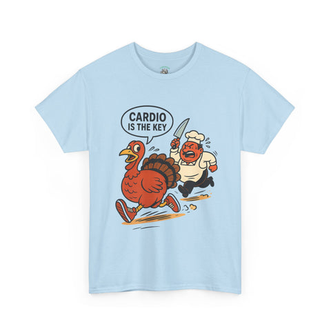 Funny Turkey Cardio Tee - Thanksgiving Gift, Unisex Cotton Shirt, Humor Tee, Fall Celebration Apparel, Holiday Humor T-Shirt
