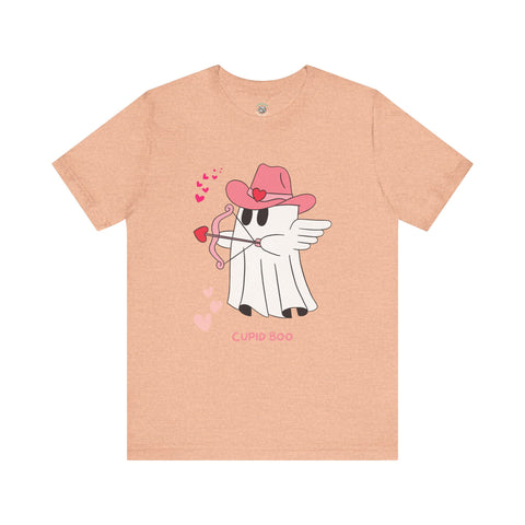 Cupid Boo Ghost T-Shirt, Unisex Jersey Tee, Cute Valentine's Day Gift, Funny Love Shirt, Perfect for Couples, Halloween Style