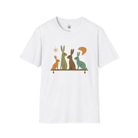 Vintage Retro Rabbits Unisex Softstyle T-Shirt, Rabbit Lover Gift, Cute Rabbit Tee, Animal Print Shirt, Graphic Tee for Rabbit Owners
