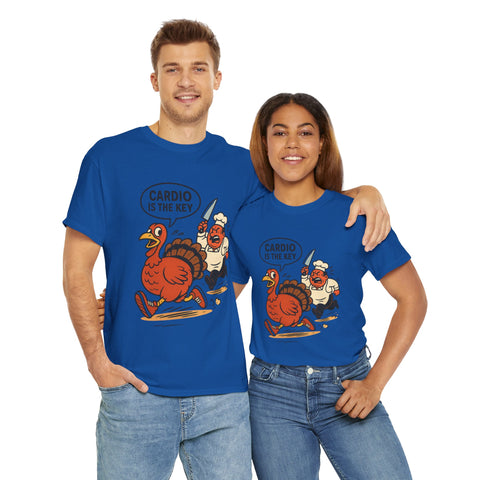 Funny Turkey Cardio Tee - Thanksgiving Gift, Unisex Cotton Shirt, Humor Tee, Fall Celebration Apparel, Holiday Humor T-Shirt