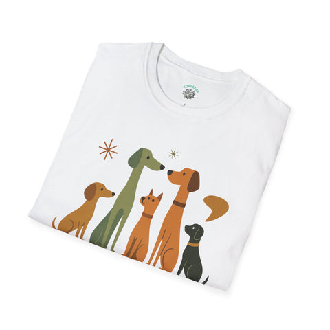 Vintage Retro Dogs Unisex Softstyle T-Shirt, Dog Lover Gift, Cute Puppy Tee, Animal Print Shirt, Graphic Tee for Dog Owners