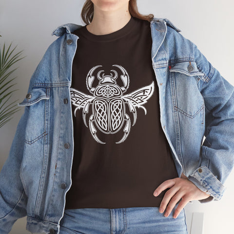 Graphic Insect Celtic Style Tee, Unisex Heavy Cotton T-Shirt, Bug Lover Gift, Nature Inspired Shirt, Unique Entomology Top, Insect