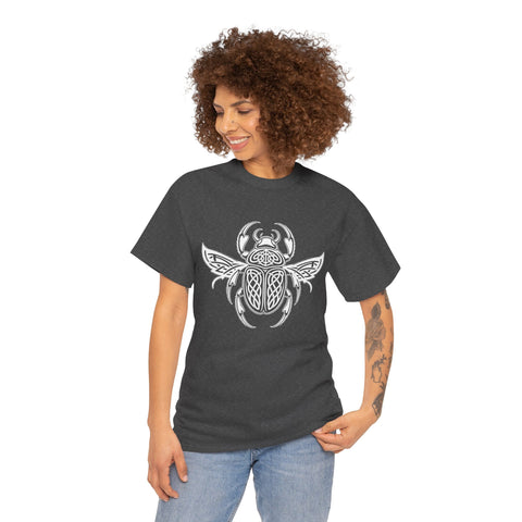 Graphic Insect Celtic Style Tee, Unisex Heavy Cotton T-Shirt, Bug Lover Gift, Nature Inspired Shirt, Unique Entomology Top, Insect