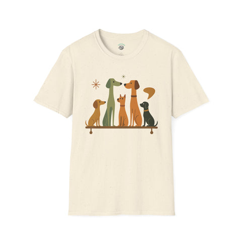 Vintage Retro Dogs Unisex Softstyle T-Shirt, Dog Lover Gift, Cute Puppy Tee, Animal Print Shirt, Graphic Tee for Dog Owners