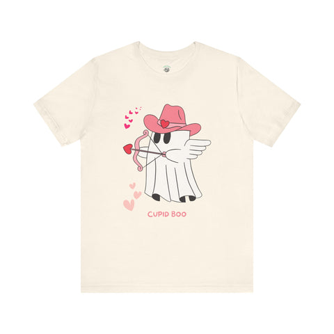 Cupid Boo Ghost T-Shirt, Unisex Jersey Tee, Cute Valentine's Day Gift, Funny Love Shirt, Perfect for Couples, Halloween Style