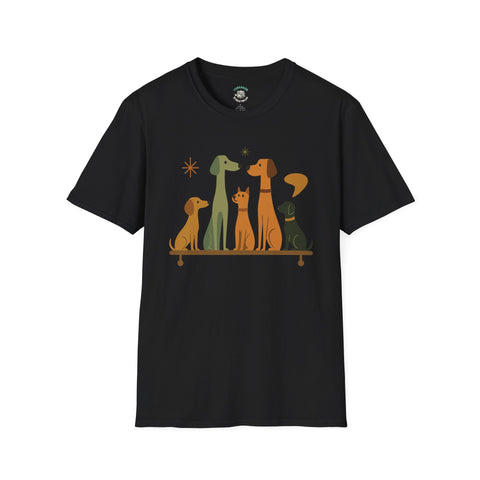 Vintage Retro Dogs Unisex Softstyle T-Shirt, Dog Lover Gift, Cute Puppy Tee, Animal Print Shirt, Graphic Tee for Dog Owners