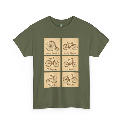 Vintage Bicycle T-Shirt | Old Postcard Style Cycling Graphic Tee | Retro Bike Rider Gift | Penny Farthing Shirt
