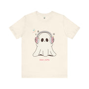 Cute Ghost 'Boo Jams' Unisex Tee, Halloween Shirt, Kawaii Ghost Top, Music Lover Gift, Spooky Season Apparel